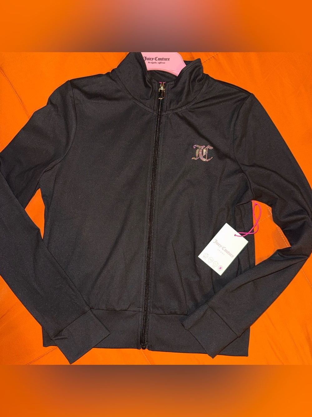 Juicy Couture Sport black zip up jacket with Juicy logo Size M